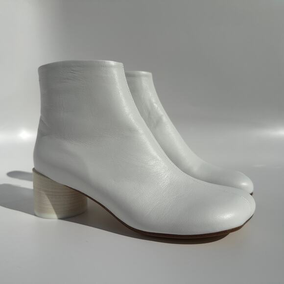 MM6 Maison Martin Margiela White Lambskin Anatomic 45 Ankle Boots 37 NIB $550 - Picture 5 of 16